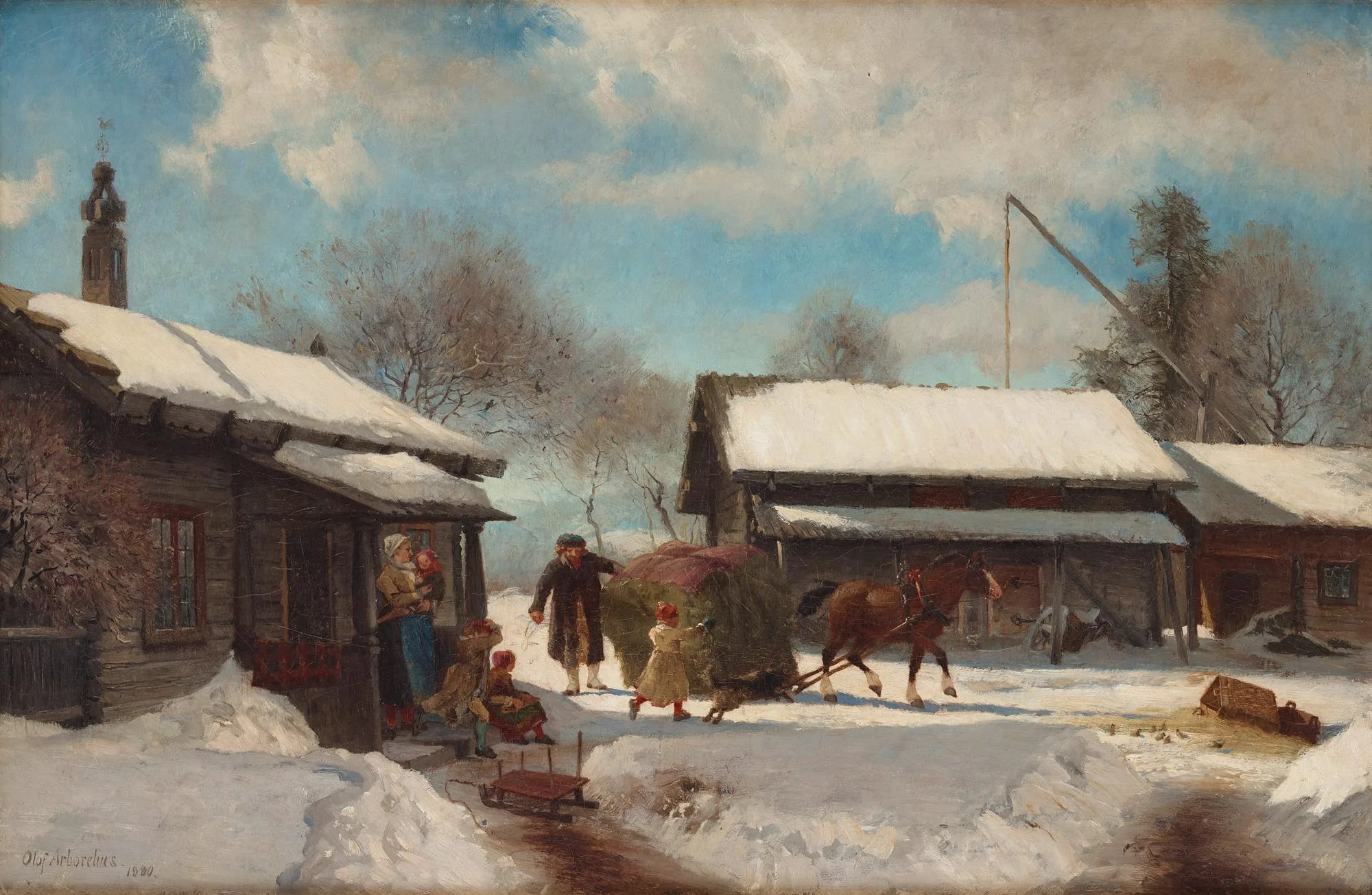Olof Arborelius, Gårdsidyll, Dalarna. — Bukowskis