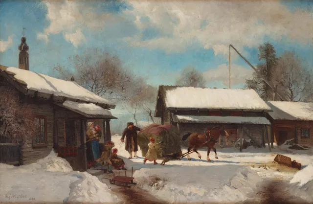 Olof Arborelius, Gårdsidyll, Dalarna.