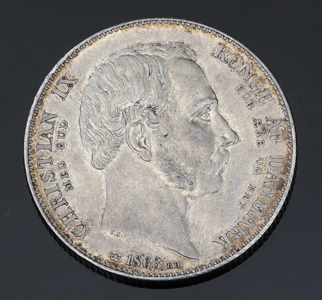 Christian IX, 2 rigsdaler 1863 - H. 3, Sieg 4 'Tronskiftespecie'
