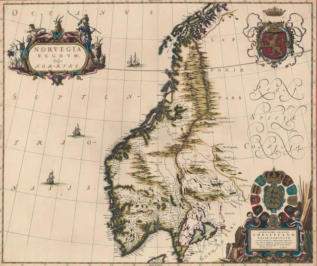 Blaeu, Joan — "Norvegia Regnvm, vulgo Nor-ryke." Amsterdam ca. 1662
