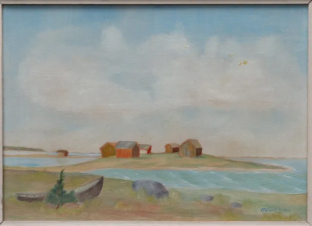 OIDENTIFIERAD KONSTNÄR. olja på duk, "Motiv från Bornholm", signerad C Adolfsson.