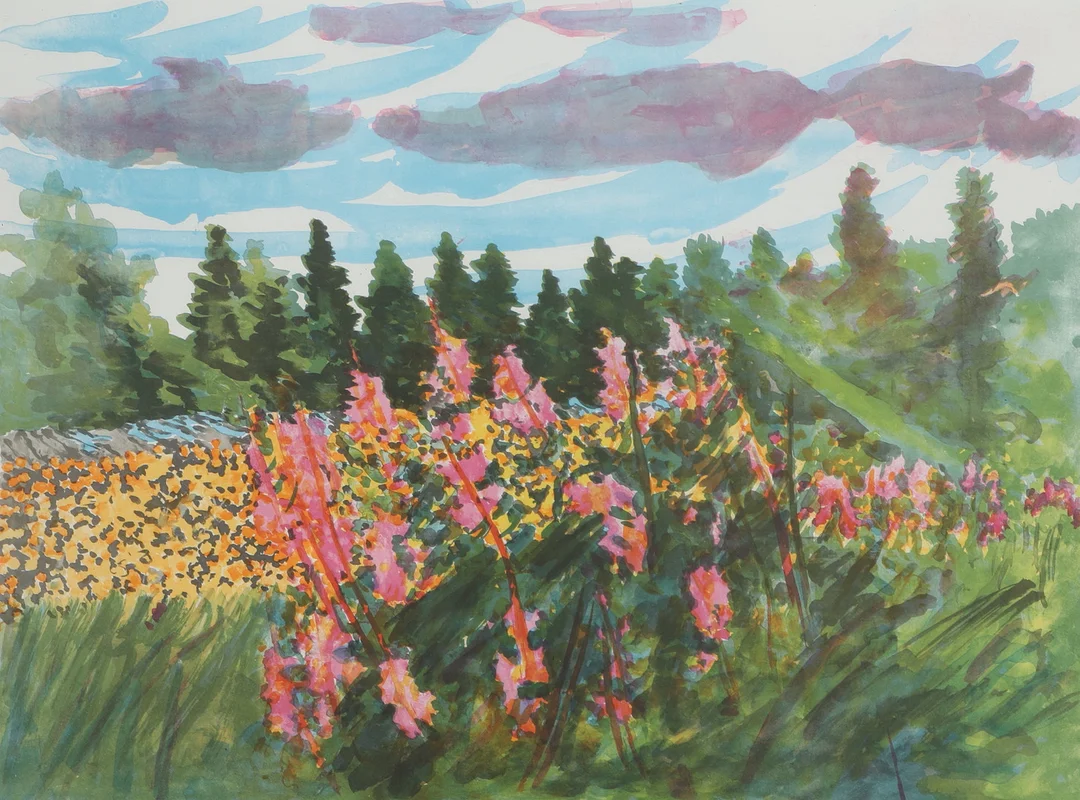 THAGE NORDHOLM. Färglitografi, blomsteräng, signerad, numrerad 20/360. — Engravings & Prints — Ekenbergs Auktioner
