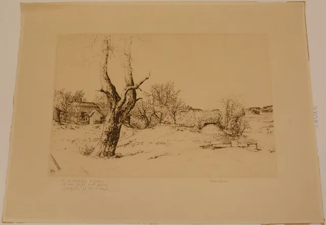 REINHOLD VON ROSEN. Bondgård. Torrnålsgravyr.