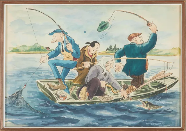 GUNNAR PERSSON. Fisketur, akvarell, signerad och daterad 71.
