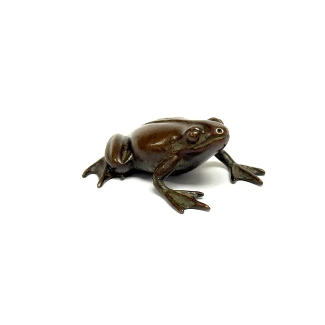 BRONZE FIGURE OF A FROG.