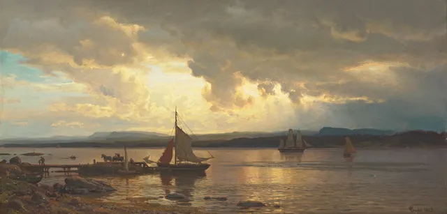 Gude, Hans Fredrik — Aftenstemning, Kristianiafjorden, 1873