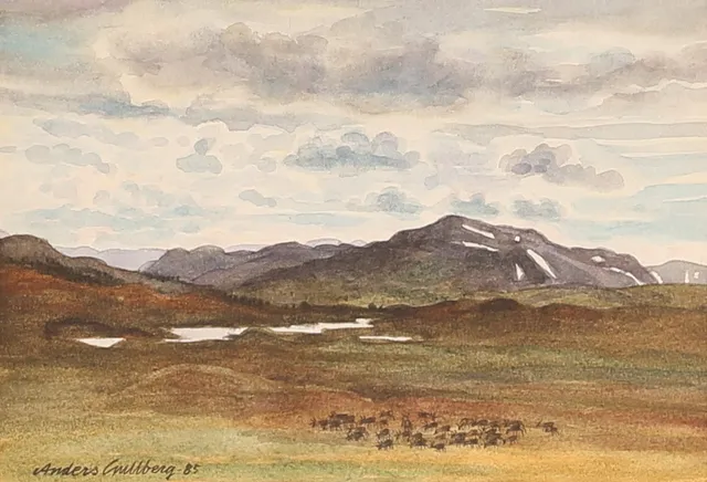 ANDERS GULLBERG. Akvarell, "Från Stekenjokk", signerad.