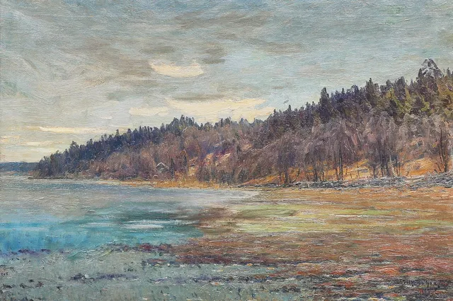 WILHELM BEHM. Oljemålning, signerad, daterad 1893, kustlandskap.