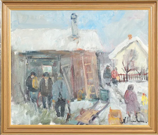 UNO HUBERT KARLSSON. OLJA PÅ DUK signerad.