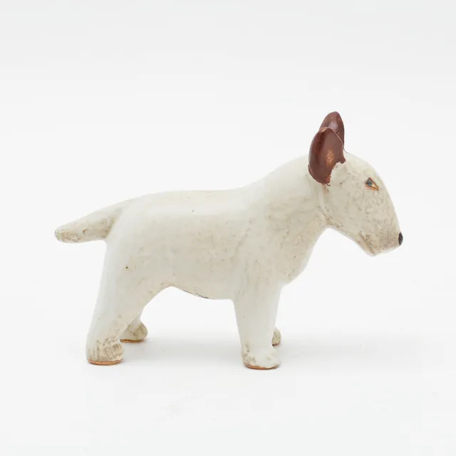 LISA LARSON. Figur bullterrier, stengods, Konstnärsstudion Gustavsberg, signerad -97.