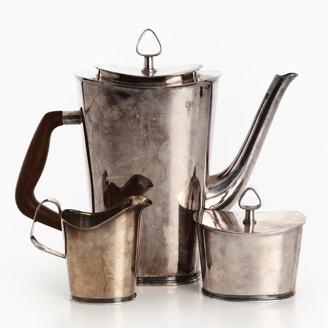 VERA FERNGREN (1910-1998). Kaffeservis, 3 delar, silver, C.G. Hallberg 1962.
