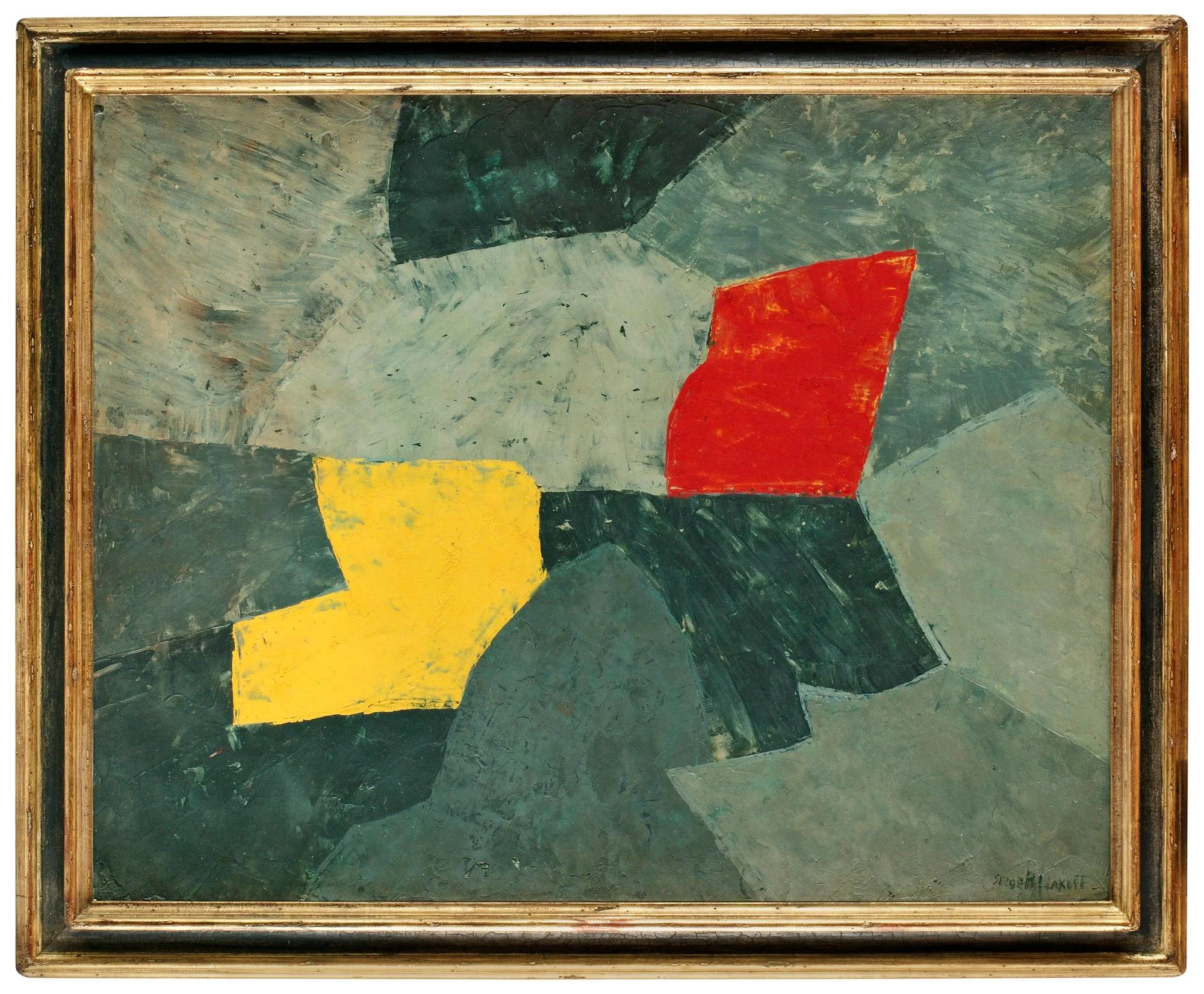 Serge Poliakoff, "Composition taches rouge et jaune". — Bukowskis