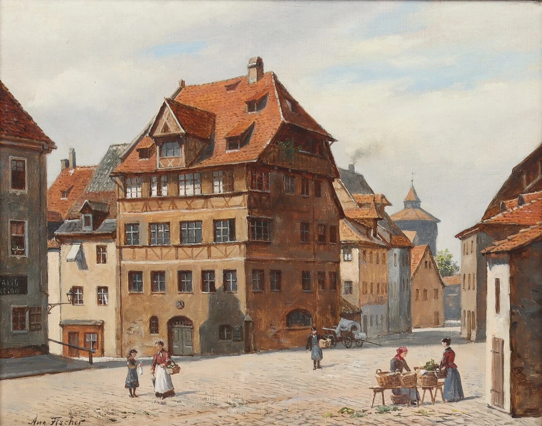 August Fischer. 'A. Dürershus i Nürnberg' — Paintings and sculptures/Older pictorial arts — Lauritz
