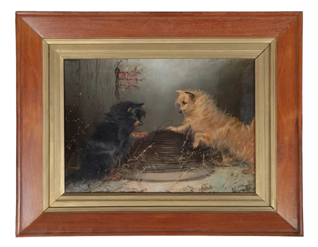 GEORGE ARMFIELD (BRITISH, 1808-1893) TERRIERS RATTING.