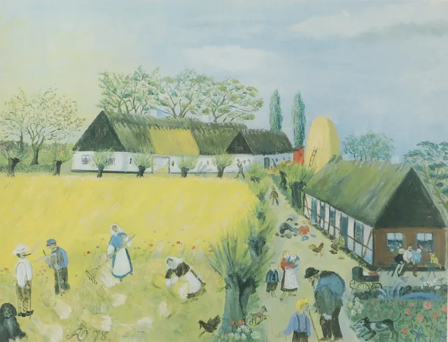 ALMA ÖHRSTRÖM. EFTER. Korsvirkesgård, signerat tryck.