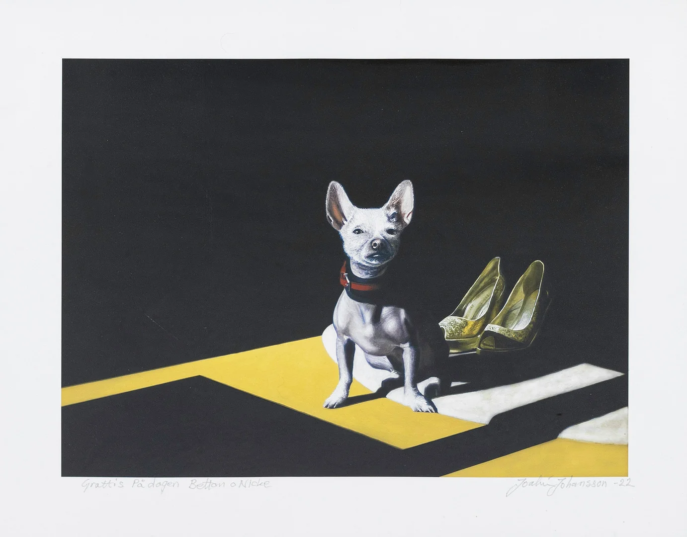 JOAKIM JOHANSSON. "Grattis på dagen Bettan och Nicke", pigmentprint, signerad, daterad 2022. — Engravings & Prints — Auktionshuset Kolonn