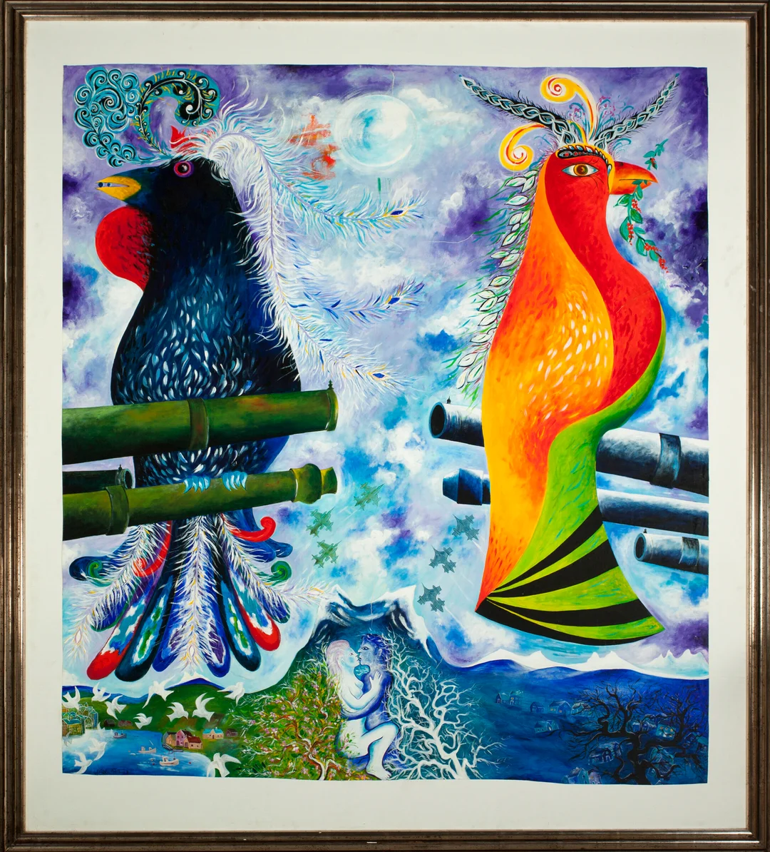 Storn, Willibald — Komposisjon med papegøyer, 1977 — Kunst/Maleri — Blomqvist