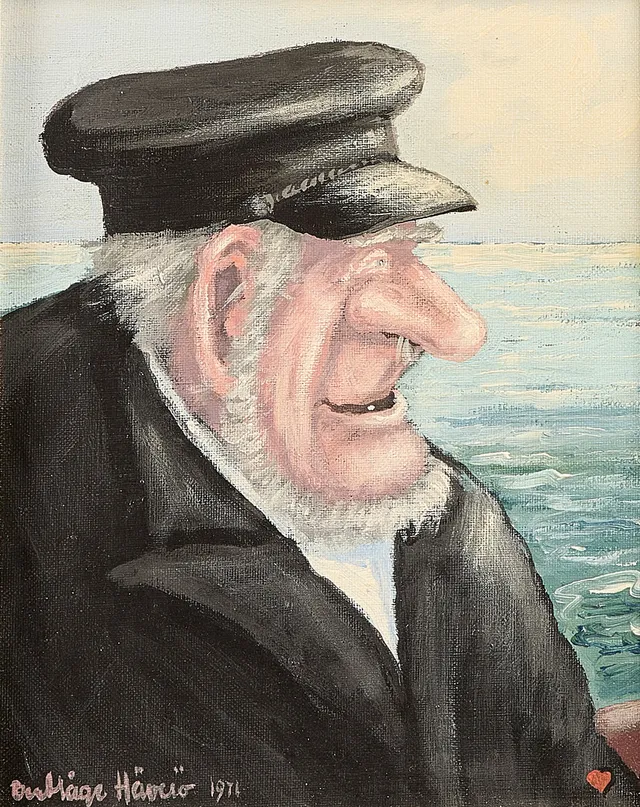 BERT HÅGE HÄVERÖ. Oljemålning, signerad 1971, Fiskargubbe.