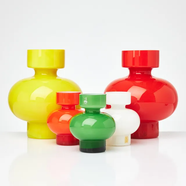 PER OLOF STRÖM. Vaser, 5 st, glas, Alsterfors glasbruk, delvis etikettmärkta.