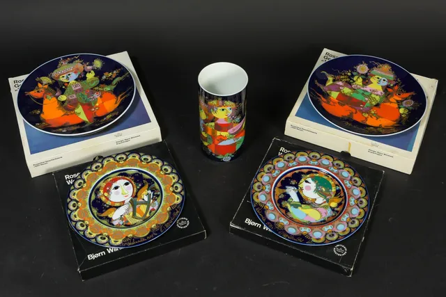 Rosenthal Studio-Linie. Bjørn Wiinblad. Samling platter m.m. bl.a. juleplatter el. Weihnachtsteller m.m. (5)