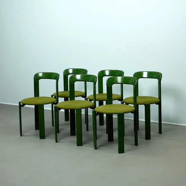 BRUNO REY. Kusch & Co., sechs Stühle / Esszimmerstühle, Modell 'Rey Chair 33', Buche, 1970er Jahre, Deutschland (6).