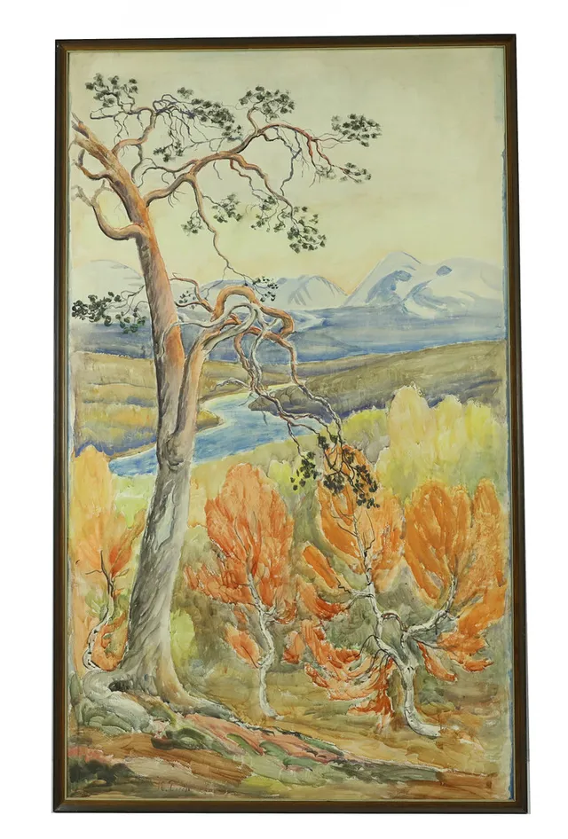 KARL TIRÉN. olja på duk, fjällandskap, signerad.