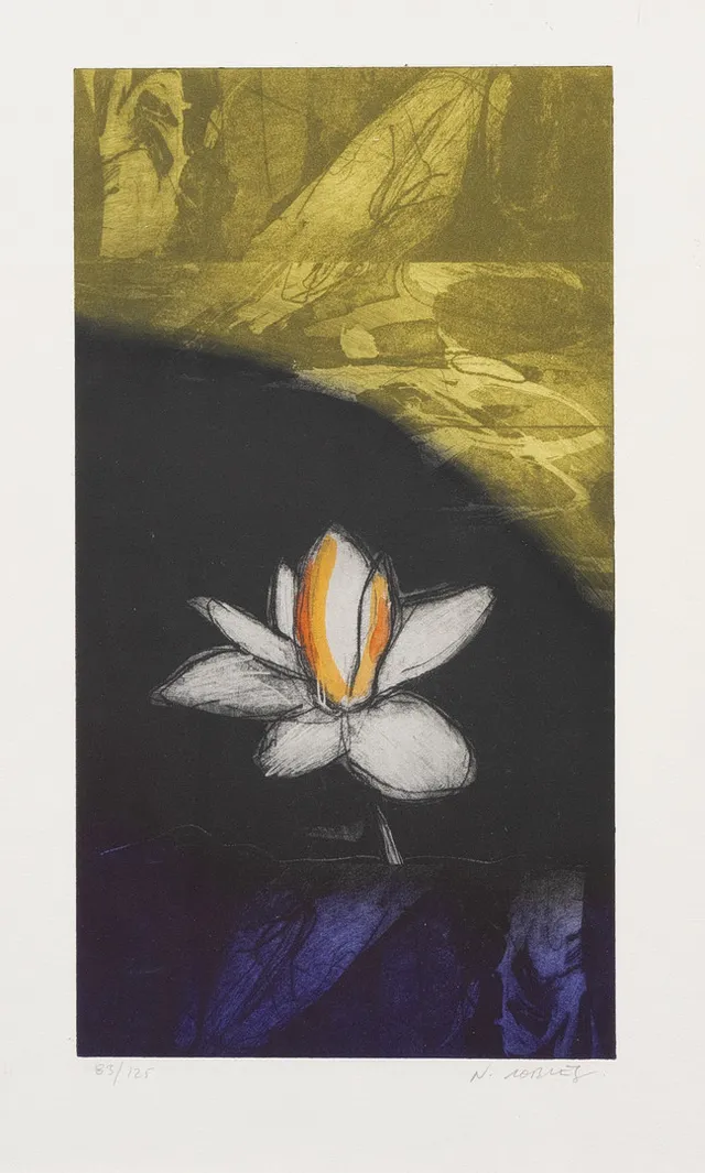 NORBERT ROBLES (FRANKRIKE/SVERIGE, FÖDD 1953). Lotusblomma, etsning nr 83/125, signerad.