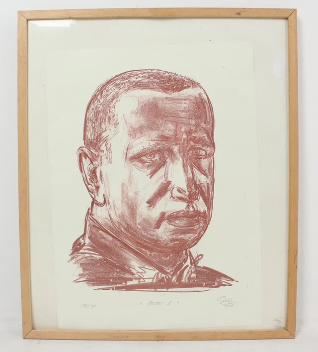 HUBERTUS GIEBE. (bk). 'Selbst II', 2005, Lithographie, Limitiert, 10/30.