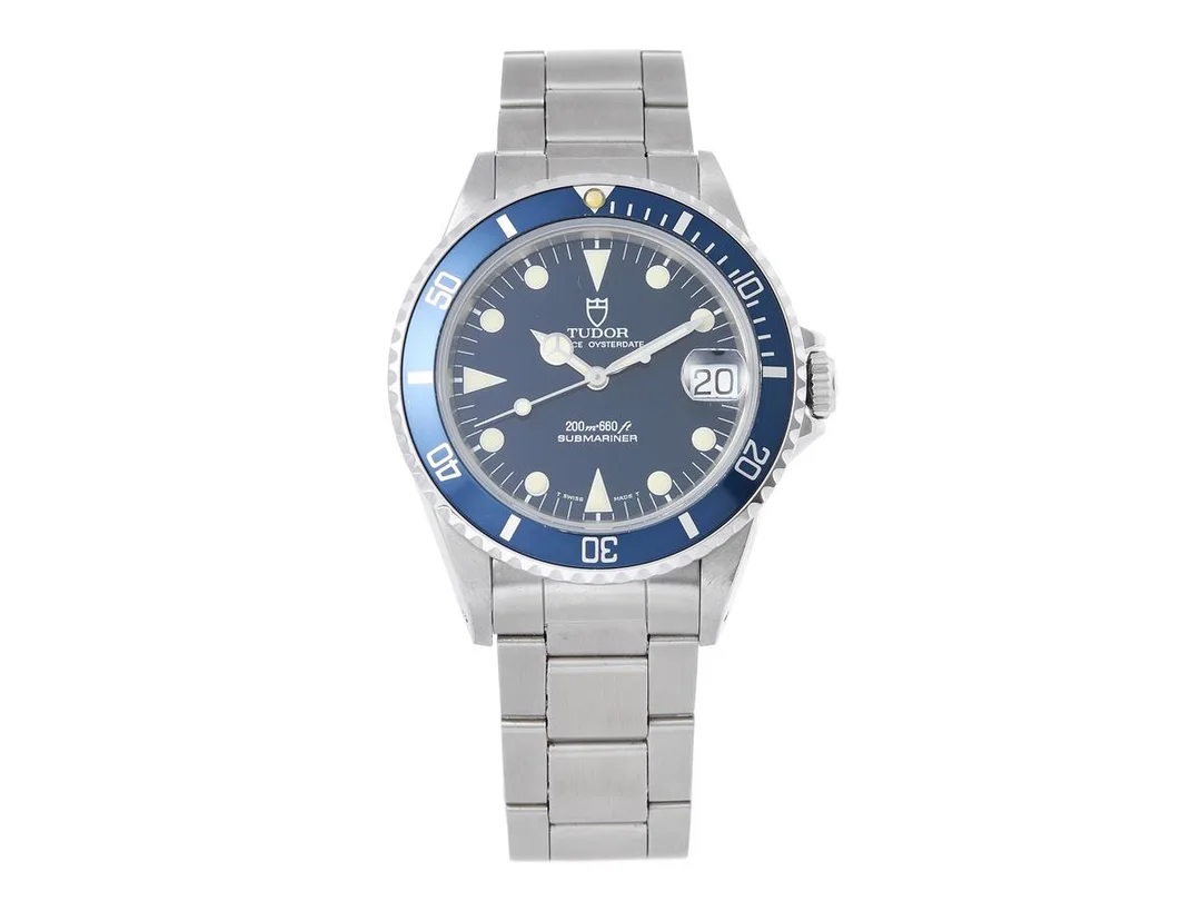 TUDOR, Prince Oysterdate, Submariner (200m=660ft) "T Swiss Made T", Ref nr. 75090, Serie nr. B473122, Cal ETA 2824-2, Boett nr. 75090, unisex, 36 mm, stål, automatisk, safirglas, datum, originallänk (Folded), viklås, Ref nr. 9315-P9/383 B, ca 1992. — Klockor/Tudor — Kaplans