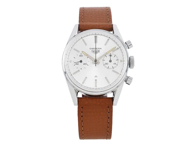 HEUER, Carrera 45 (T Swiss), Cal Valjoux 92, Serie nr. 74481, Ref nr. 3647 S, kronograf, herrur, 35,3 mm, stål, manuell, plexiglas, urverk och boett signerad "Heuer Leonidas SA", läderband, ca 1967.