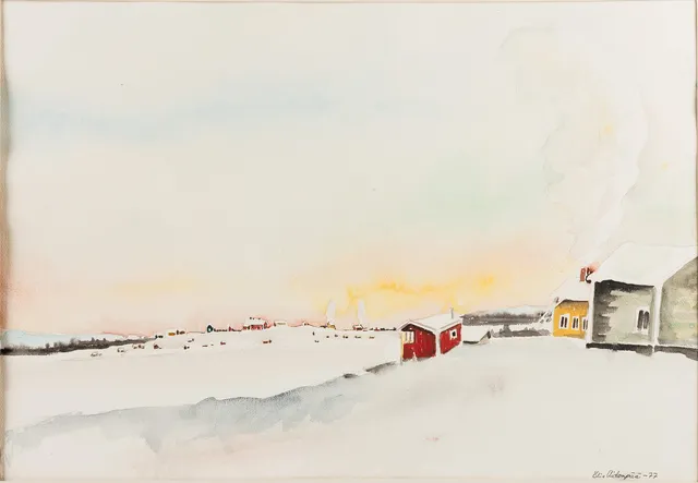 ELIS AIDANPÄÄ (1932 - 2010). "Gårdar Kaalasluspa", akvarell, signerad samt daterad -77.