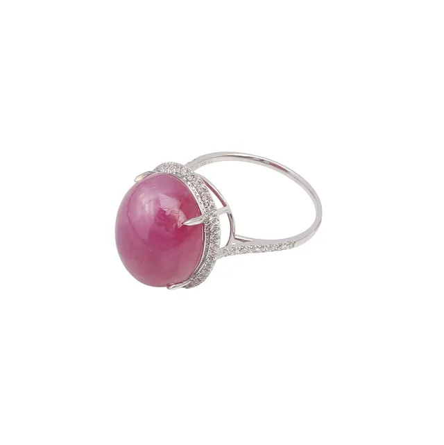 Ruby and diamonds rosette ring.