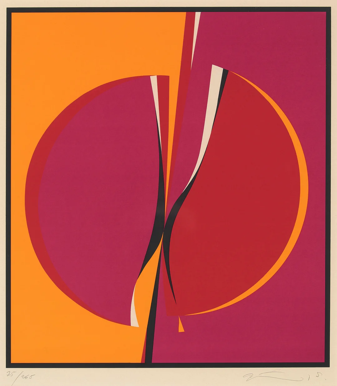 Gundersen, Gunnar S. — Komposisjon i orange, rosa og rødt — Kunst/Grafikk — Blomqvist
