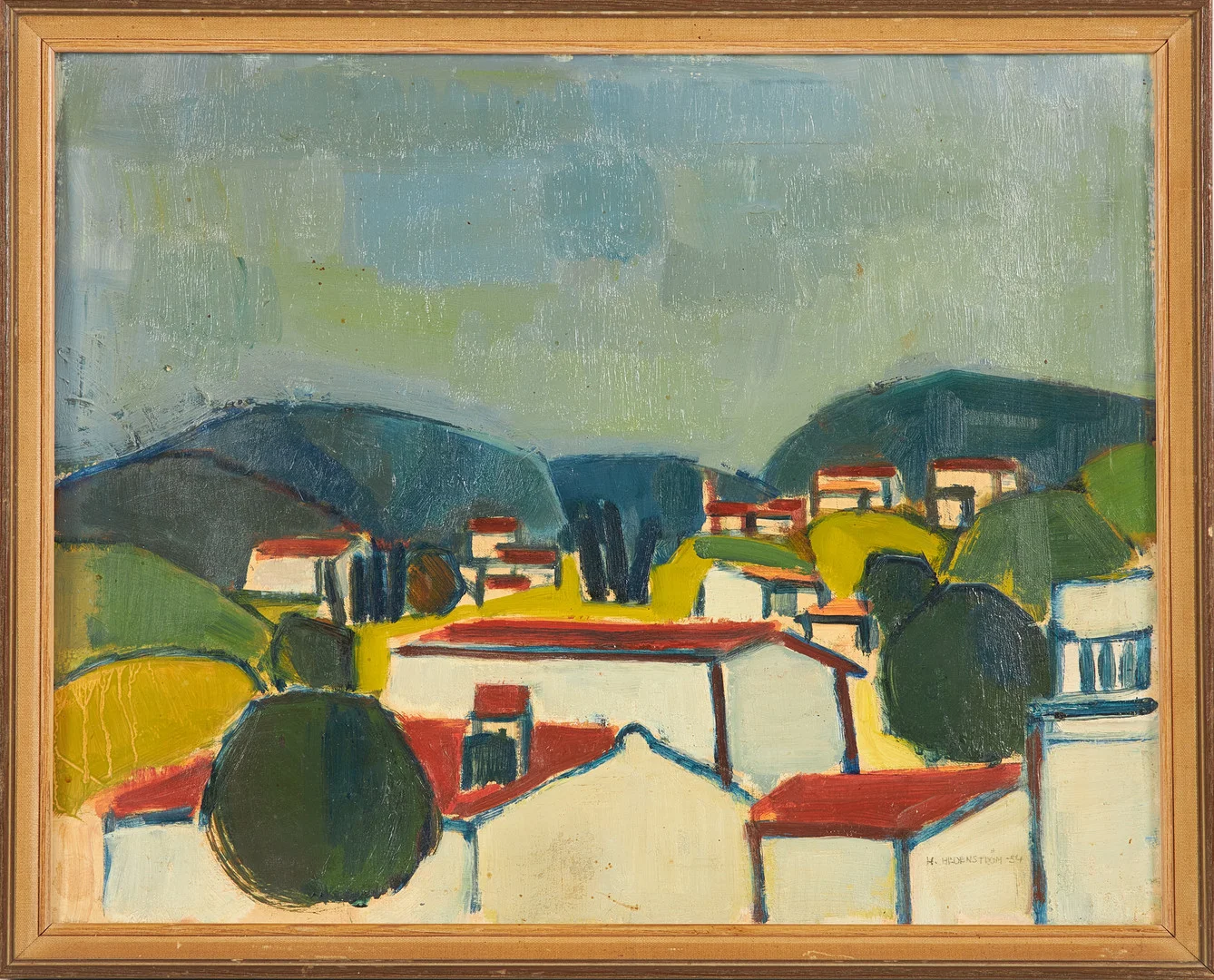 HANS HEDENSTRÖM. Sydeuropeiskt motiv, olja på papper, signerad och daterad 54. — Paintings — Stockholms Auktionsverk Sickla