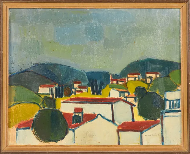 HANS HEDENSTRÖM. Sydeuropeiskt motiv, olja på papper, signerad och daterad 54.