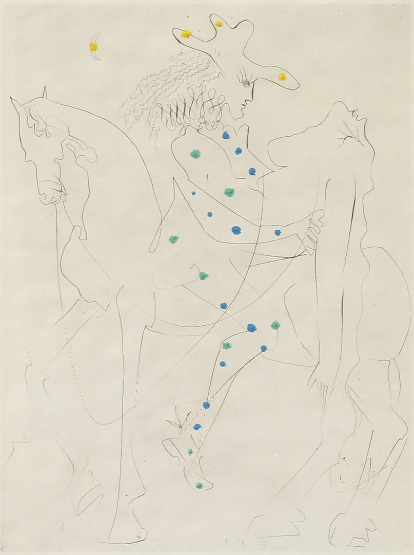 SALVADOR DALÍ. "Le cheval de Picasso" ur serien Les Amours de Cassandre 1968. Kolorerad etsning på japanpapper, signerad H.C. — Engravings & Prints — Göteborgs Auktionsverk