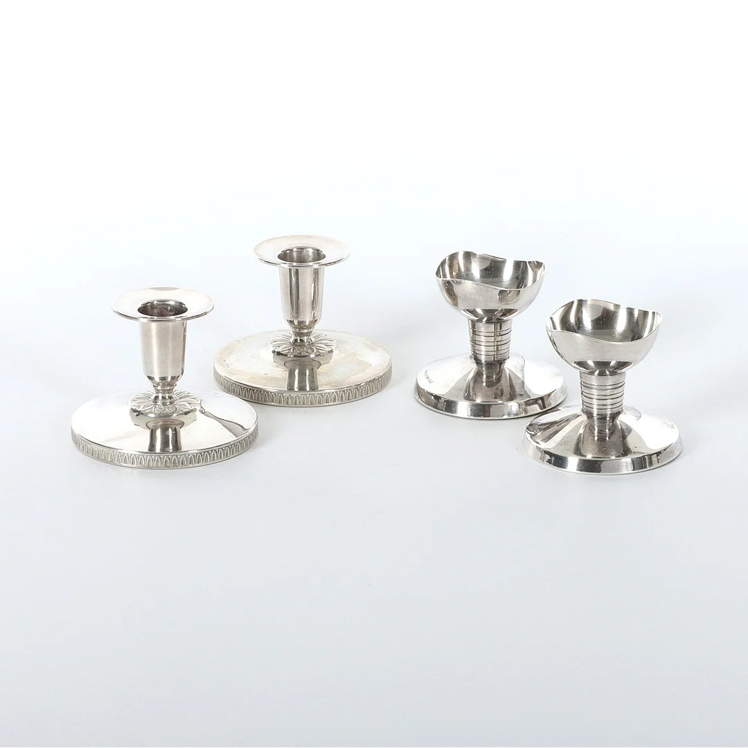 SILVERLJUSSTAKAR, 2 par, 1900-tal. — Silver — Auktionsverket Engelholm