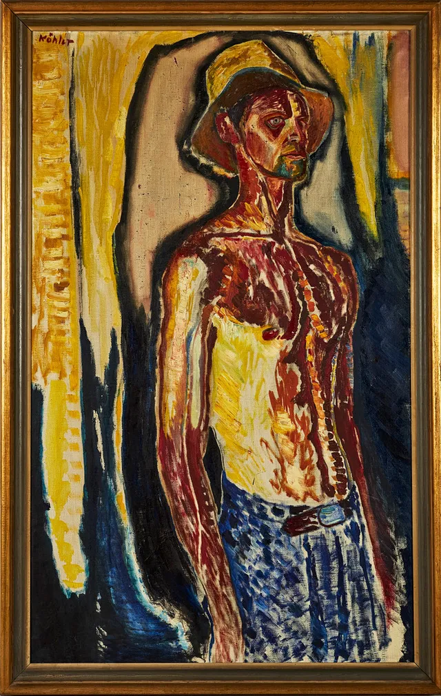 CARL KÖHLER. figurkomposition, olja på duk, signerad, ca 140x86 cm.