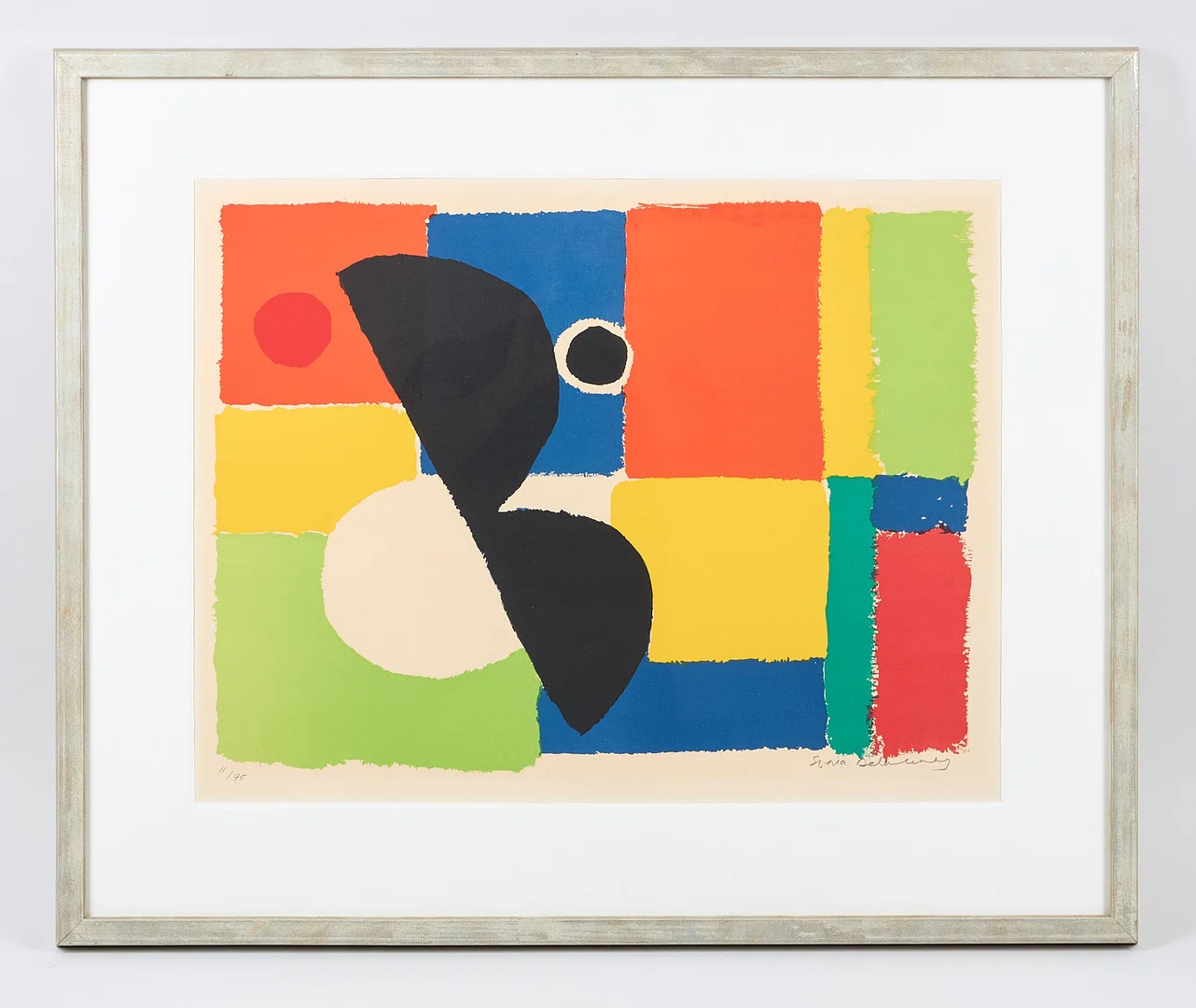 SONIA DELAUNAY. Eclipse (1971), signerad, färglitografi, 11/75. — Engravings & Prints — Stockholms Auktionsverk Helsinki