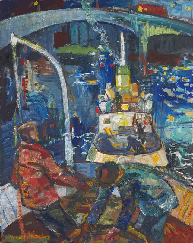 HARALD LINDBERG. Båtar i nattens ljus.