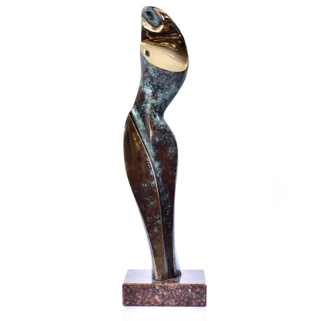 STAN WYS. skulptur, patinerad och högglanspolerad brons på granitsockel.