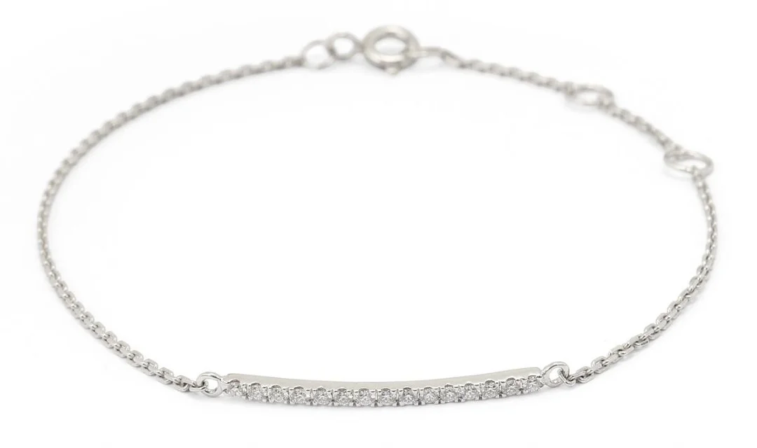 A diamond bracelet set with numerous brilliant-cut diamonds weighing a total app. 0.16 ct, mounted in 18k white gold. Weight app. 1.5 g. L. 14–17.5 cm. — Jewellery/Bracelets — Bruun Rasmussen