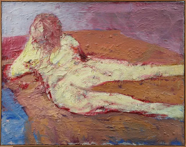 WILLARD LINDH. Komposition med figur, olja på duk, signerad.