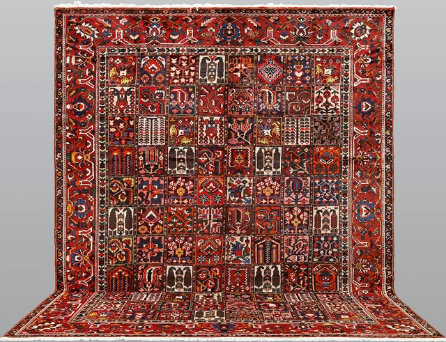 ORIENTMATTA. Baktiari, s.k trädgårdsmönstrad, 404 x 328 cm.