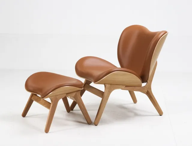 Anders Klem for Umage. Armchair model 'A Conversation Piece, Low', oak / cognac colored leather (2)
