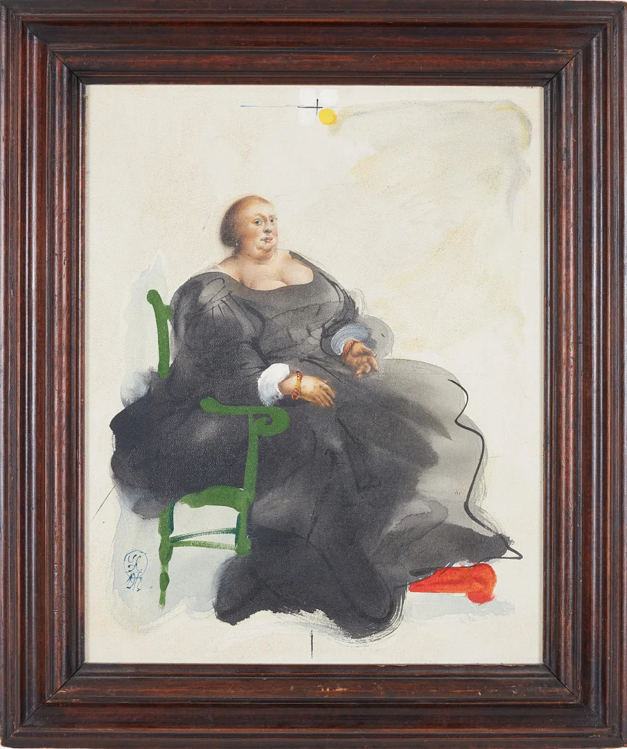 LARS KARLSSON. "Fru P", olja på pannå, signerad och daterad á tergo 1978. — Paintings — Stockholms Auktionsverk Sickla