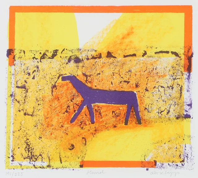 LIS KLÄPP. "Hund", färglitografi, signerad.