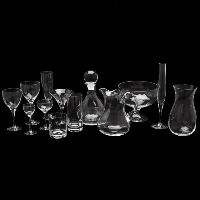 BERTIL VALLIEN. GLASSERVIS, 70 delar, "Chateau", Bertil Vallien, Kosta Boda.