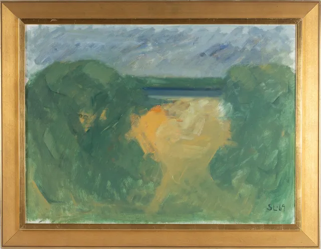 SVEN LIGNELL. Oljemålning på duk. Landskap. Monogramsigneard SL-69.