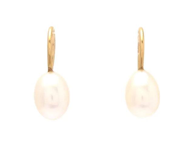 PÄRLÖRHÄNGEN, 18K guld, ovala odlade pärlor ca 9,5 mm x 7,2 mm, krokar, vikt 2,3 g